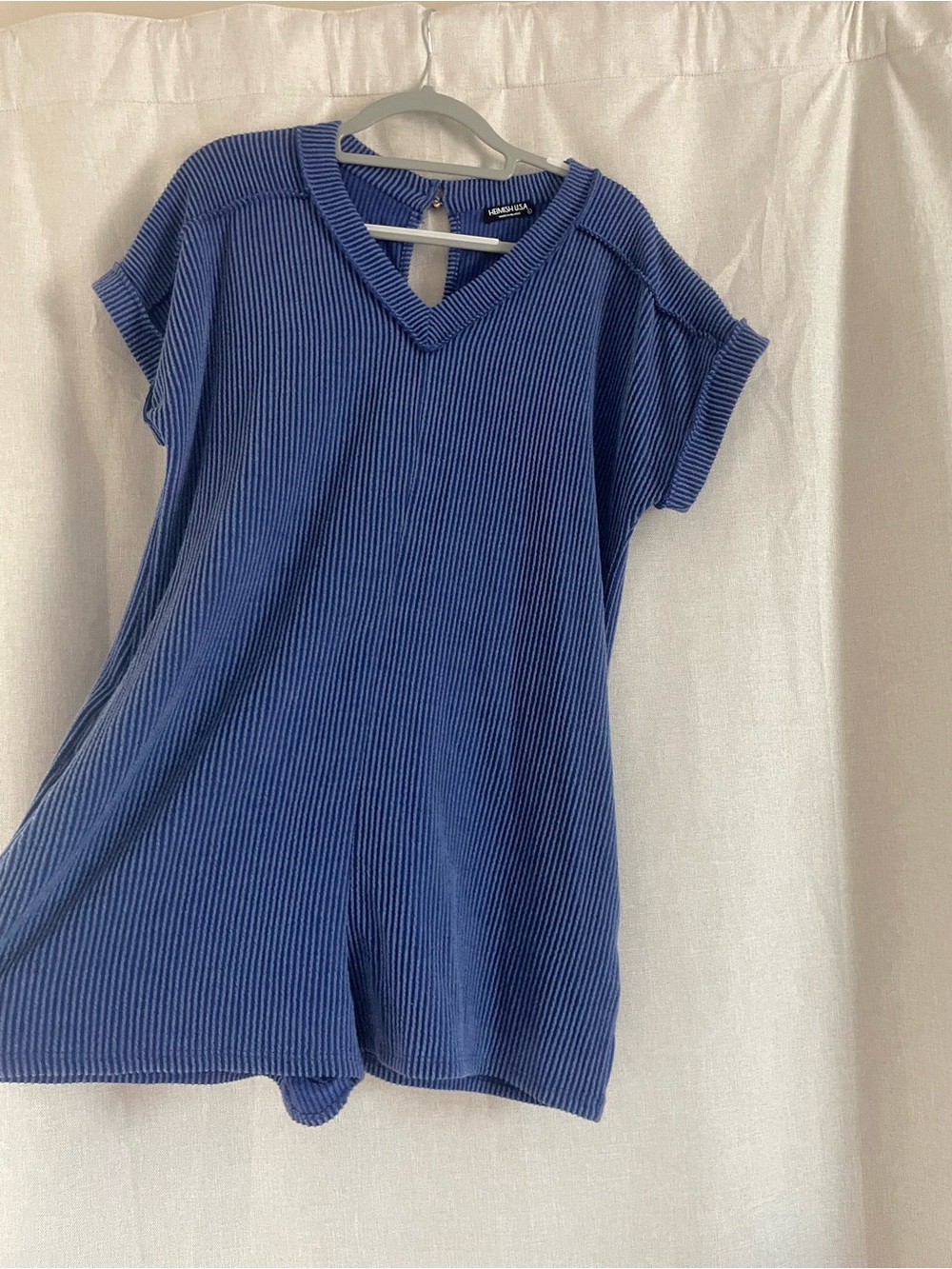 HEIMISH USA Blue Ribbed Jumpsuit Top